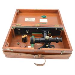 MKI Watkin Clinometer No. 1 1894, military issue Hall Bros theodolite no. 40467, and a military issue B562 gap measurer No. 3, all within fitted canvas/wooden cases