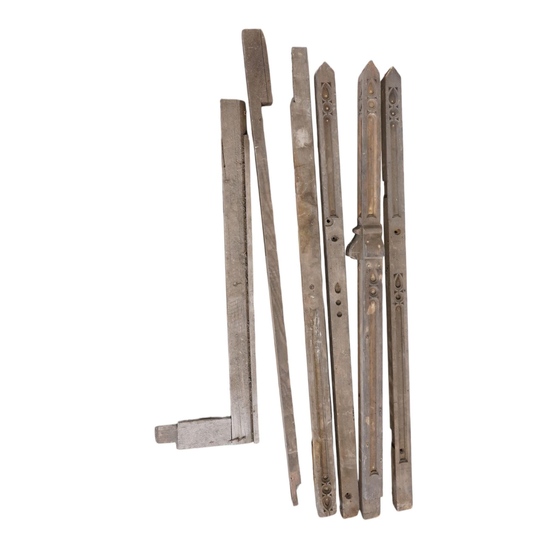 Architectural Salvage - Quantity of 19th century oak church panelling , pierced and carved posts, scalloped frieze, lancet panel etc
Note: Removed in the 19th century from the church in the grounds of a private Yorkshire estate 
Provenance: property of a Nobleman