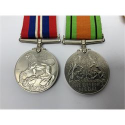 Group of five WWII medals comprising 1939-45 War Medal, Defence Medal and Italy, Africa and 1939-45 Stars; all with ribbons (5)
