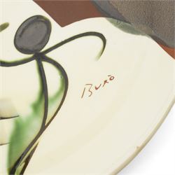 Thomas Buxo (Catalan Contemporary): two large bowls, and a triple division dish, all signed, D41cm (3)