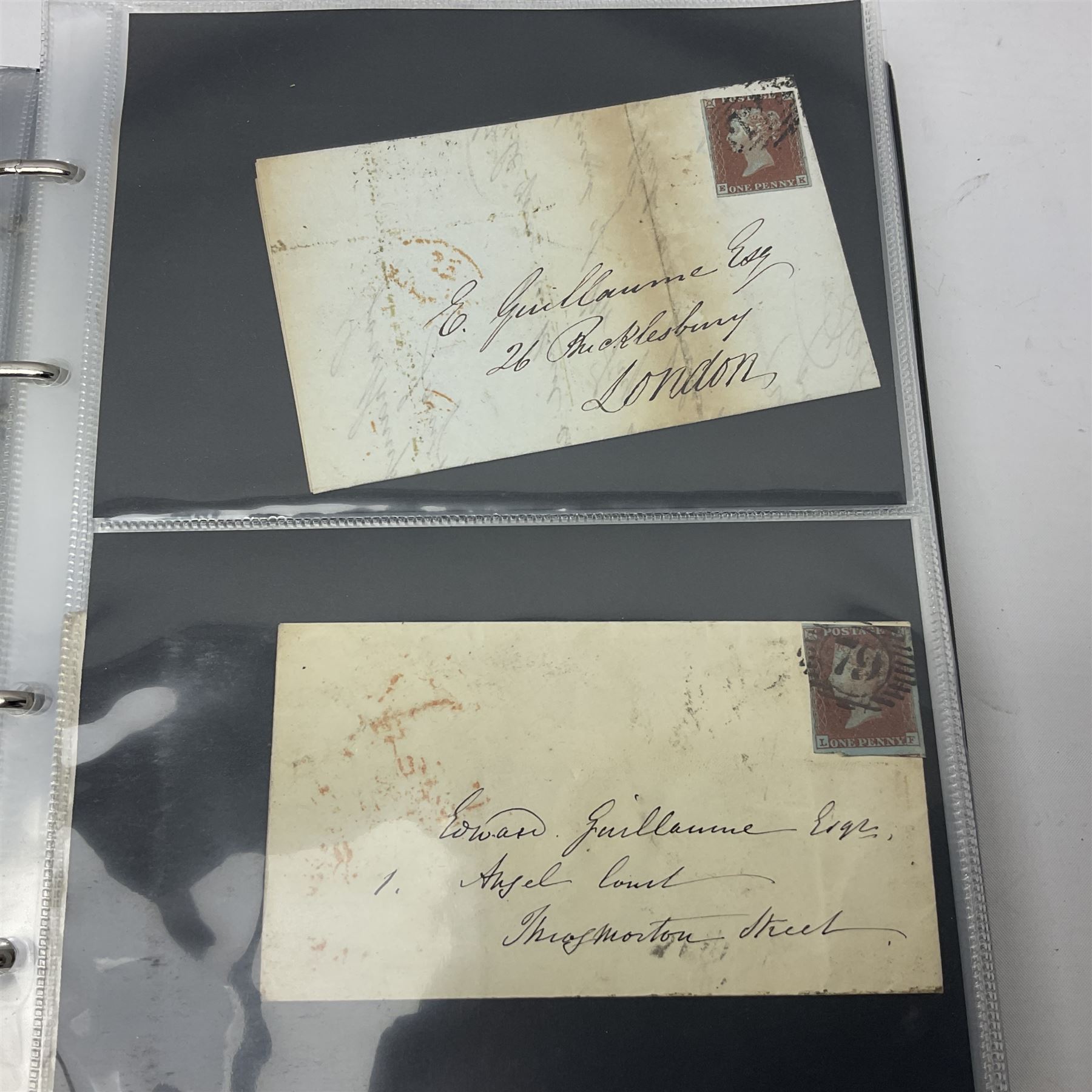 Postal history, including imperf penny reds on covers or entires, mourning cover, Cape of Good Hope overprinted postal stationary, pre-stamp items etc, housed in a ring binder folder