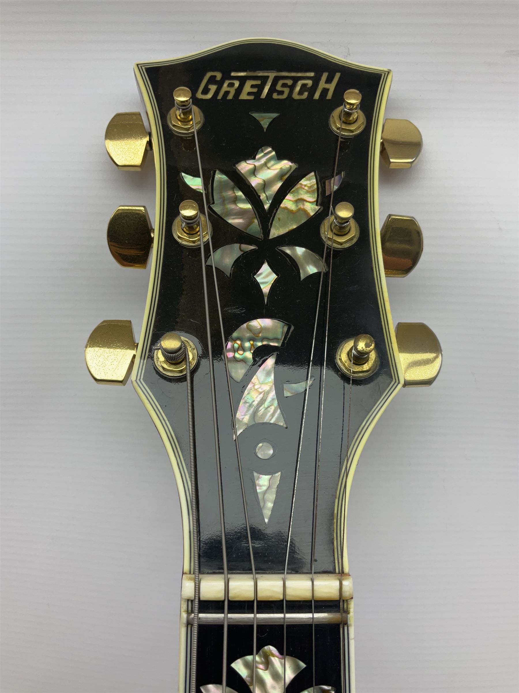 American Gretsch Super Chet semi-acoustic guitar, 1960s/70s, with 'pots' on scratch plate, serial no.5 2071, L111cm overall;  in original hard carrying case  
