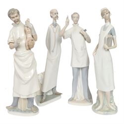 Four Lladro figures, comprising Obstetrician 4763, The Doctor 4602, Nurse 4603 and Dentist...