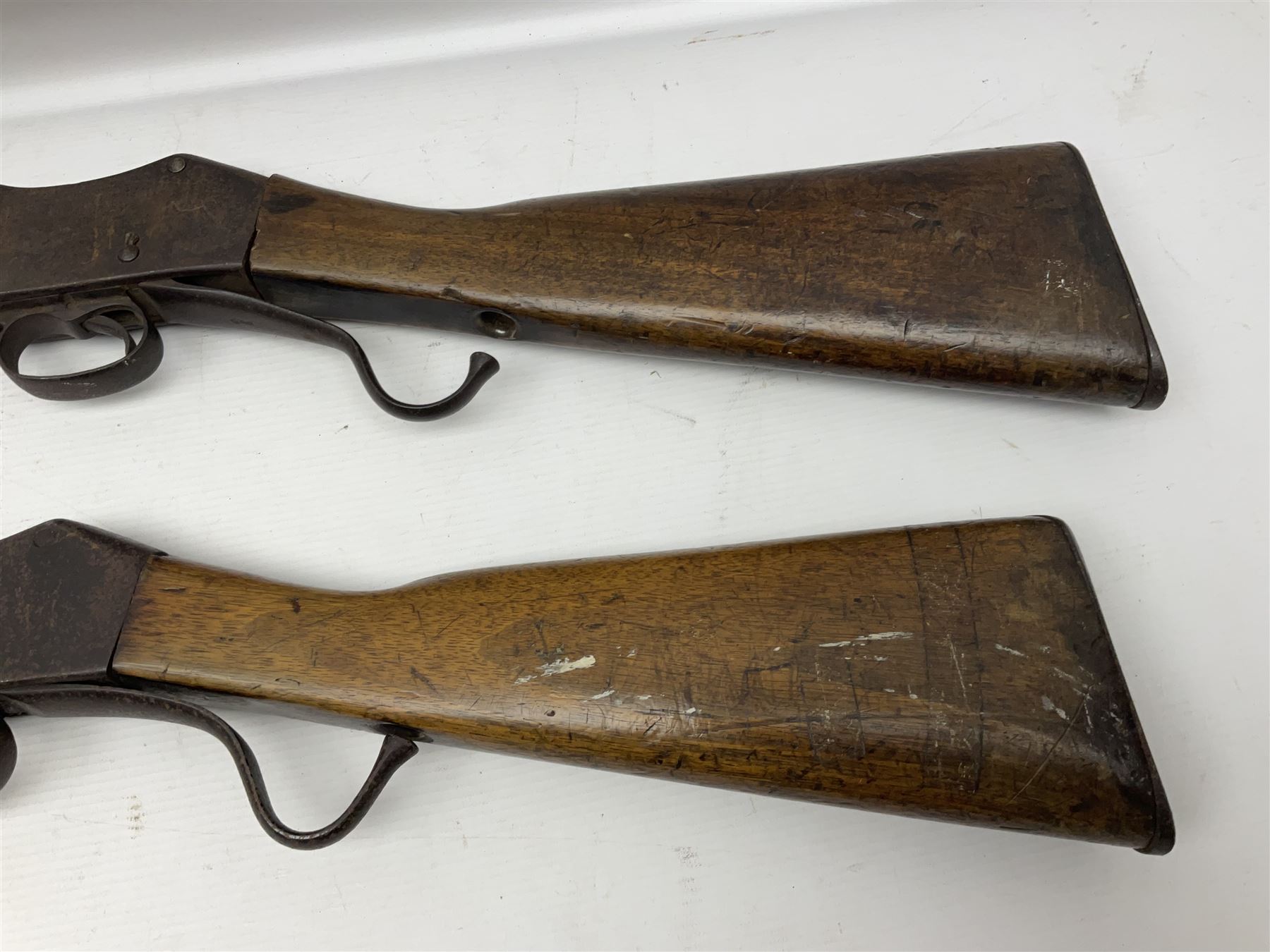 RFD ONLY AS NOT NITRO OR BLACK POWDER PROOFED - two late 19th century Martini Henry .303 carbines in poor condition for spares or repair, no visible numbers (2)