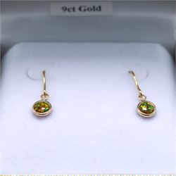 Pair of 9ct gold opal pendant earrings, boxed