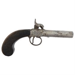 Percussion pistol, with octagonal barrel, bag-shaped wooden butt, together with two other percussion pistols   