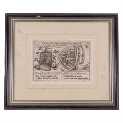 Jansson (Jan) 'East Riding of Yorke Shire', 17th Century hand coloured map with figural scale, title cartouche and armorials 44cm x 54cm; Daniel Meisner 'Hull in Engellandt', monochrome engraved map of Kingston upon Hull for Eberhard Kieser's 'Politisches Schatzkastlein' pub. c1620 11cm x 15.5cm; 18th/early 19th cent. Steeple Chase notice 'List of Horses - Trinity House Stakes at Kingston on Hull 26.5cm x 20.5cm (3)