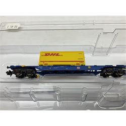 Fleischmann 'N' gauge - four packs of double container wagons Nos.825302, 825308, 825312 & 825313; all boxed (4)