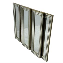 Six narrow rectangular wall mirrors