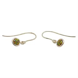 Pair of 9ct gold opal pendant earrings, boxed