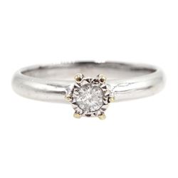 9ct white gold single stone diamond ring, hallmarked, diamond 0.10 carat