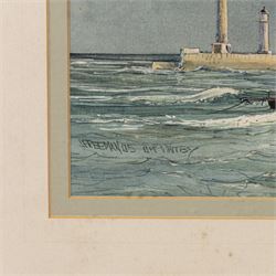 John Freeman (British 1942-): 'Off Whitby', watercolour signed titled and dated '05, 31.5cm x 52.5cm