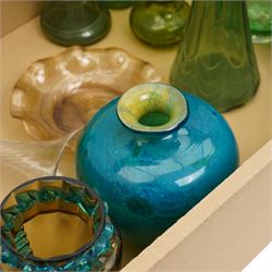 Collection of Victorian and later coloured glass, Murano example, glass horn and others