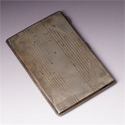 Engine turned silver cigarette case 13cm x 8cm Birmingham 1932 Maker John Rose