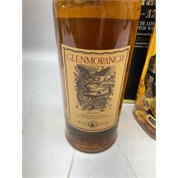 Glenmorangie, ten year old Scotch whisky, 1 litre 43% vol, Grant's twelve year old Scotch whisky 1 litre, 43 G.L and Johnnie Walker Black Label, twelve year old Scotch whisky, 1 litre 43% vol, all boxed (3)