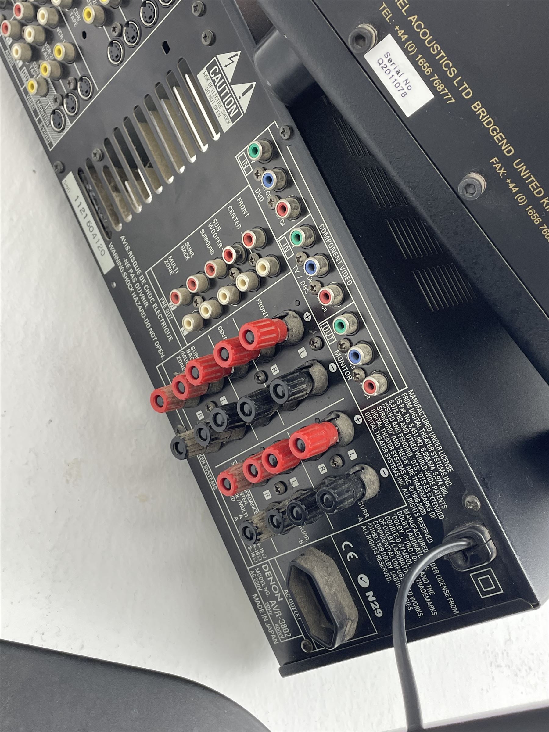 Stereo System - Denon AVR-3802 amplifier, Ral Q201E subwoofer, pair AE AEGISEVO THREE speakers, pair AE AEGISEVO ONE speakers on stands and AE AEGISEVO centre