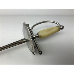 Three reproduction swords - Japanese katana and saya; Tai Chi sword with ornate scabbard; and dress sword with fullered triangular blade and horn handle (3)