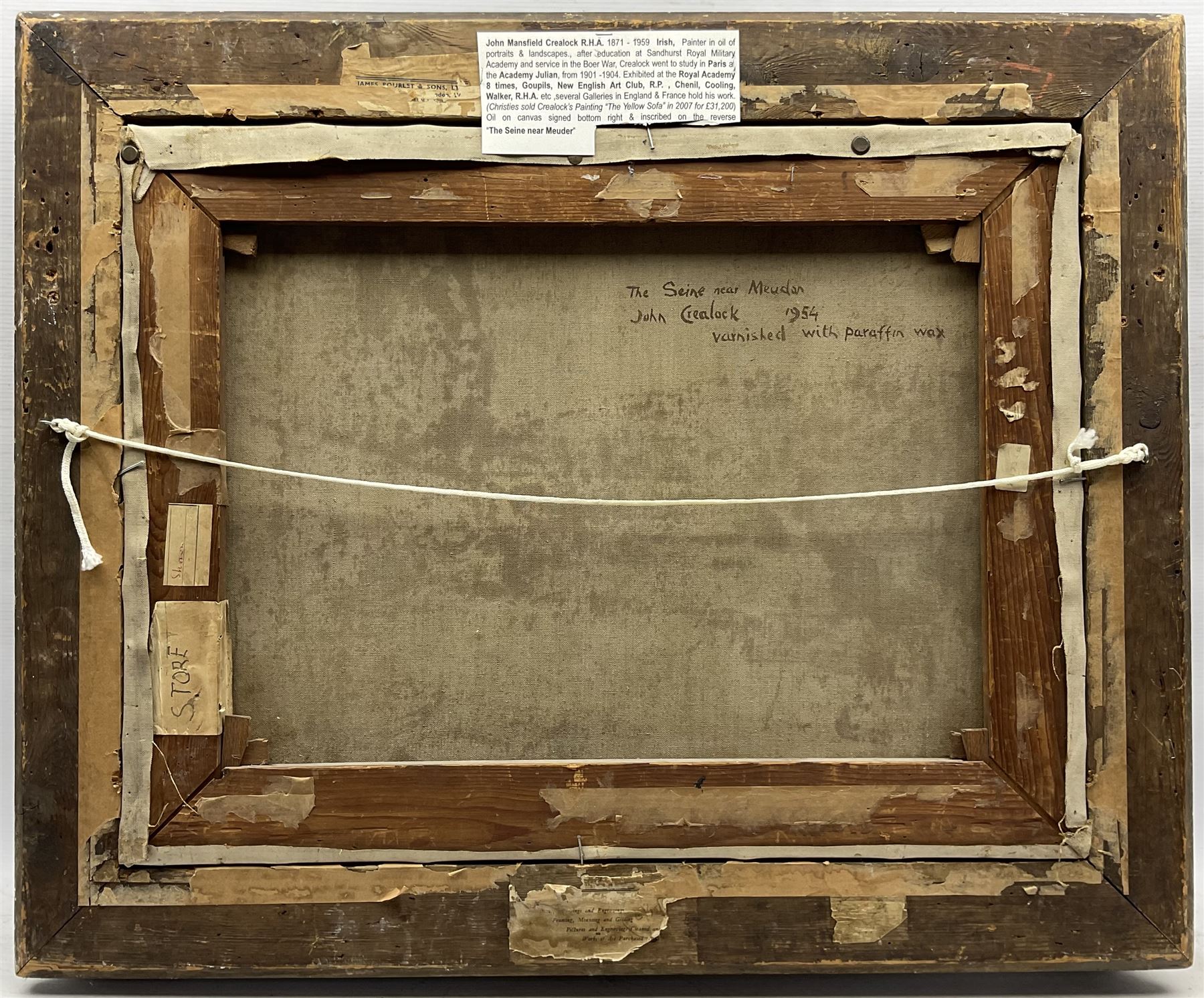 John Mansfield Crealock (British/Irish 1871-1959): 'The Seine near Meudon', oil on canvas signed, titled and dated 1954 verso 49cm x 64cm