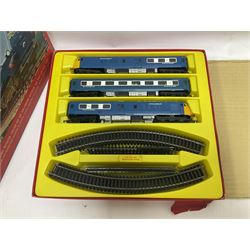 Hornby/Tri-Ang ‘00’ gauge - RS52 The Blue Pullman Electric Train Set comprising diesel pullman motorcar, parlour car and non-powered motorcar with a quantity of track; five further loose models comprising one diesel locomotive, three pullman coaches and one breakdown train unit (6) 