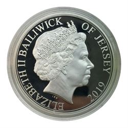 Queen Elizabeth II Bailiwick of Jersey 2019 '50th Anniversary of Concorde' five ounce silver proof ten pound coin, cased with certificate