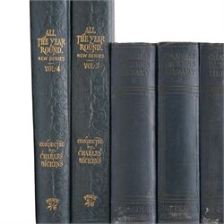 Charles Dickens Library 18volumes by The Educational Book Company in blue boards and All the Year Round conducted by Charles Dickens, New Series Volumes 3 and 4 1870