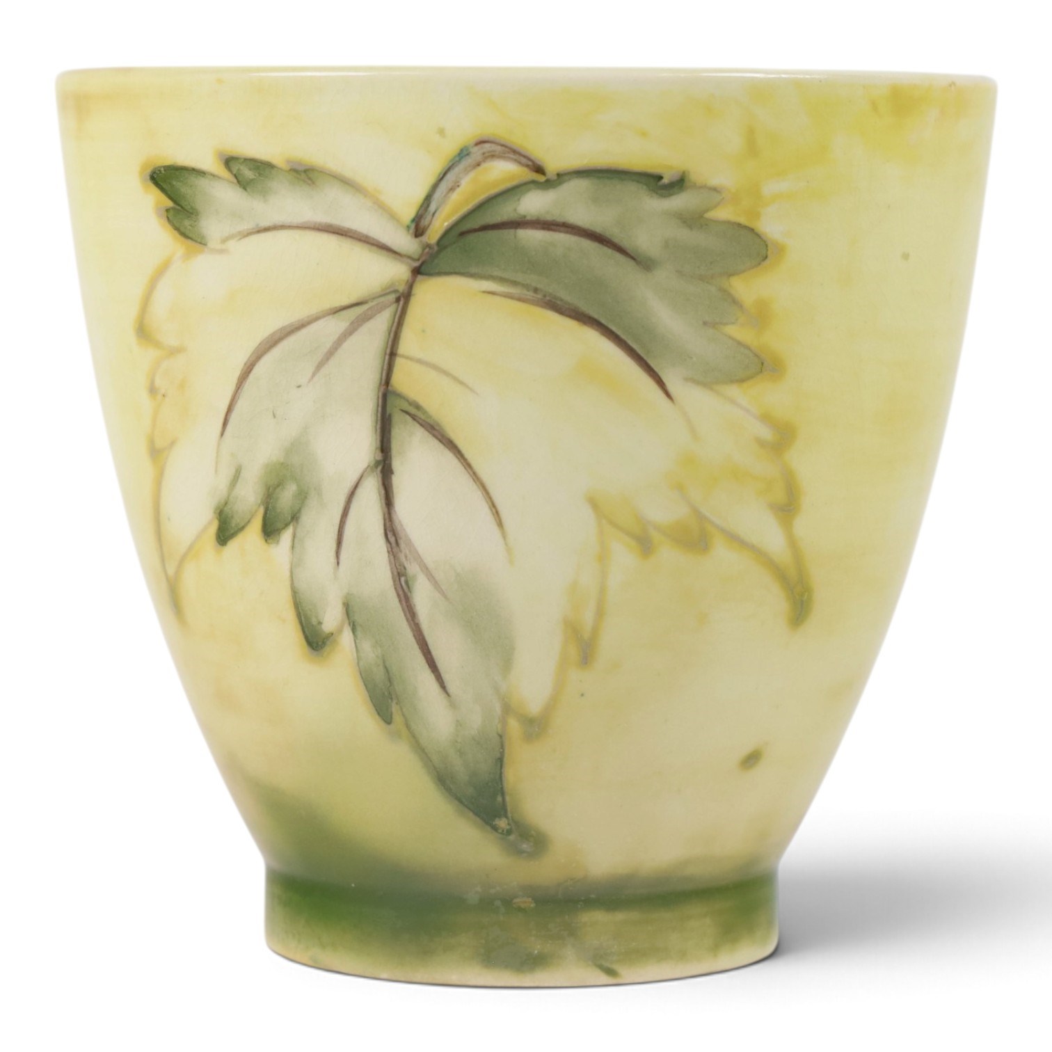 Moorcroft bowl, Leaf in the Wind pattern, upon a yellow grounds, with painted mark and sticker beneath, H12cm