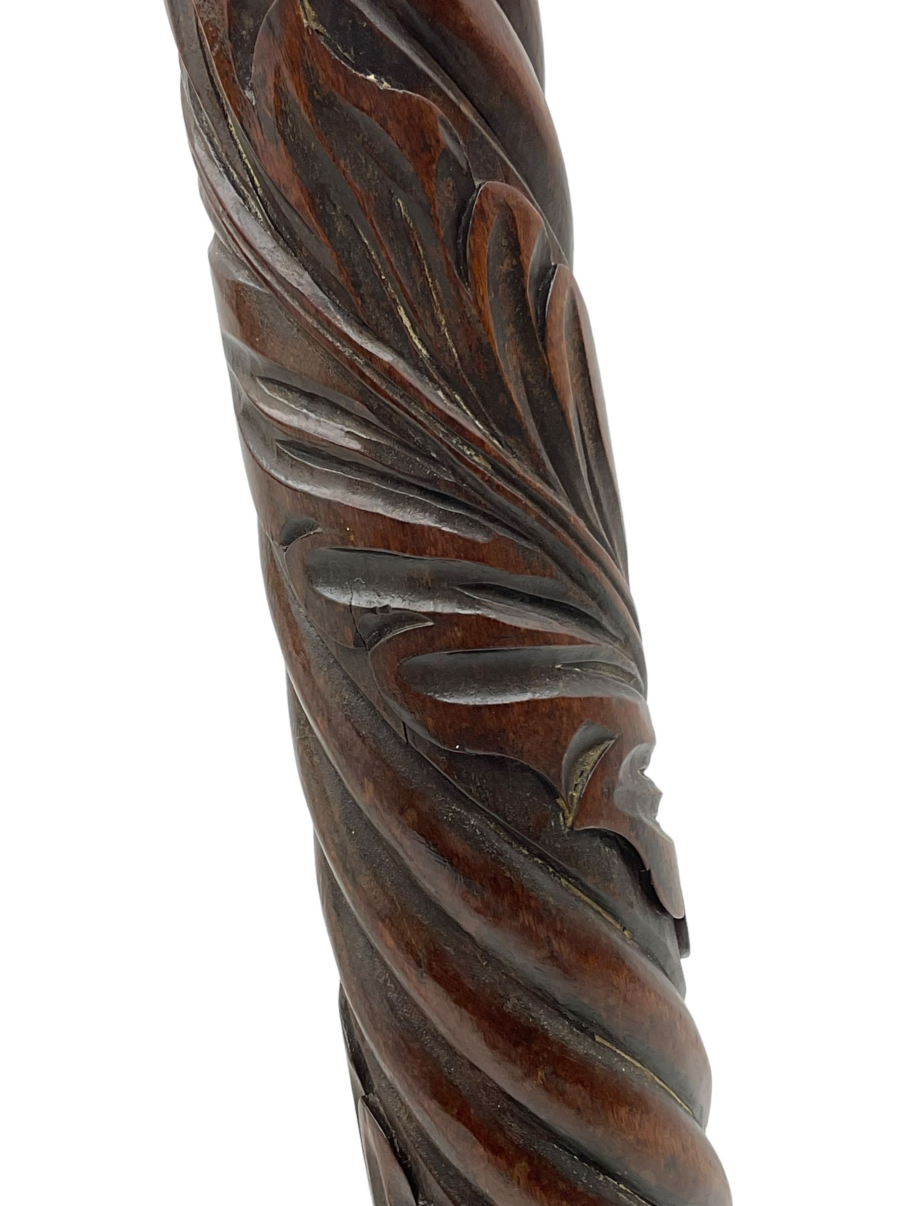 Mahogany rope twist jardiniere stand (H98cm); George III mahogany fold-over tea table (H75cm); occasional table with sectioned drawer (H72cm, W49cm, D37cm); upholstered stool (4)