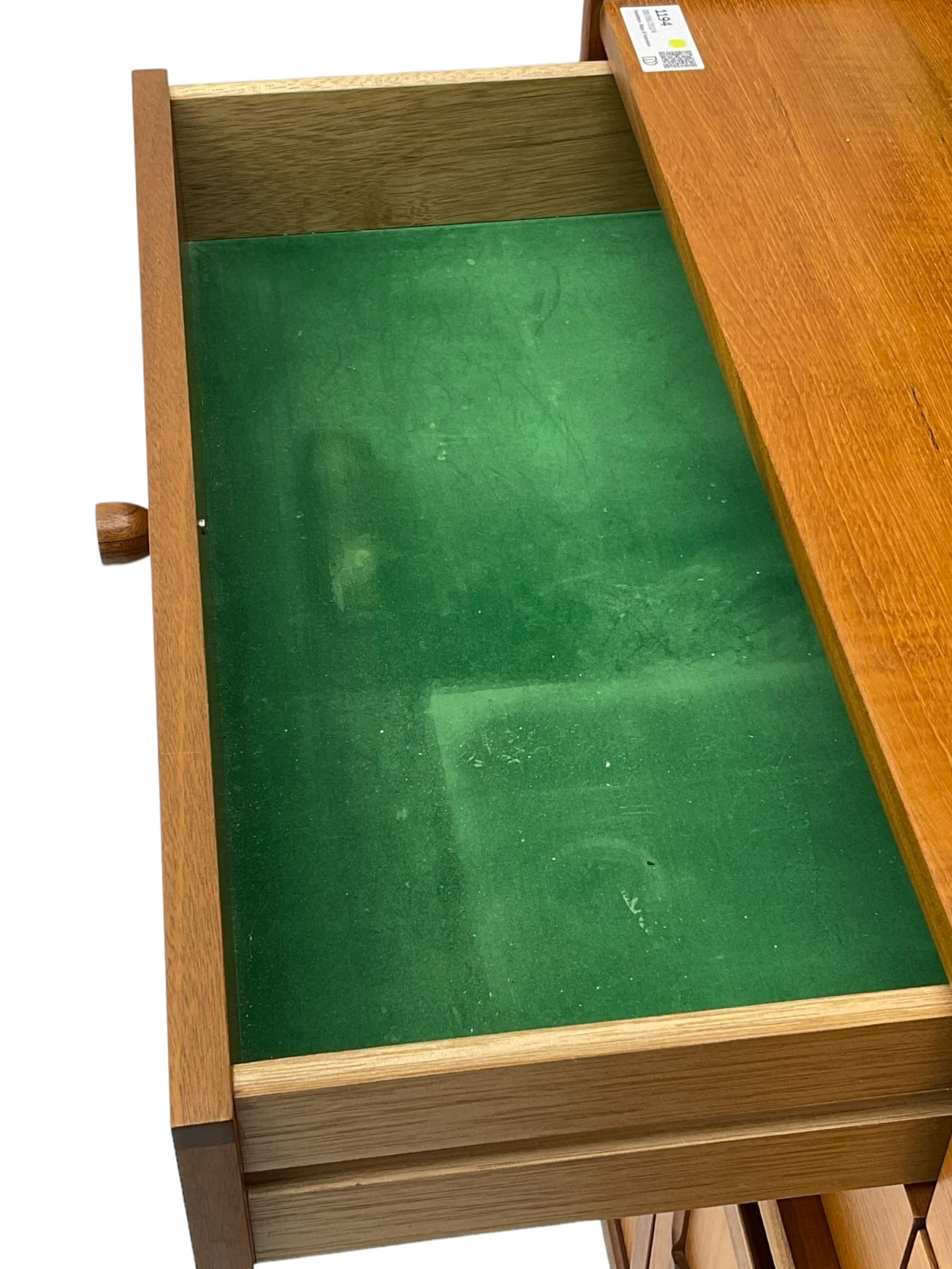Nathan - teak wall display cabinet, enclosed by three glazed doors, fitted with four drawers and three cupboards 