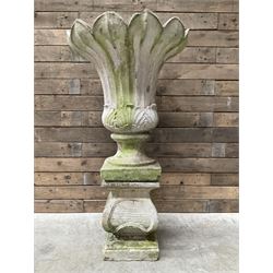 Victory design cast stone planter on decorative base