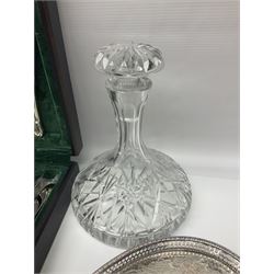 Canteen of cutlery together with Coalport basket, glass decanters and other collectables 