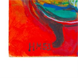 Manner of Henri Matisse (French 1869-1954): Lady Reclining and Goldfish Bowl, oil on panel and gouache on card bearing signatures, max 41.5cm x 31cm (2) (unframed)