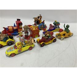 Corgi/Dinky - twelve unboxed and playworn TV/Film related die-cast models including Popeye Paddle Wagon; Dick Dastardly; Magic Roundabout; Muppets; Basil Brush; and Noddy (12)