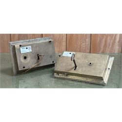 Two large 19th century Scottish brass surface locks, complete with keys, 27cm x 18cm