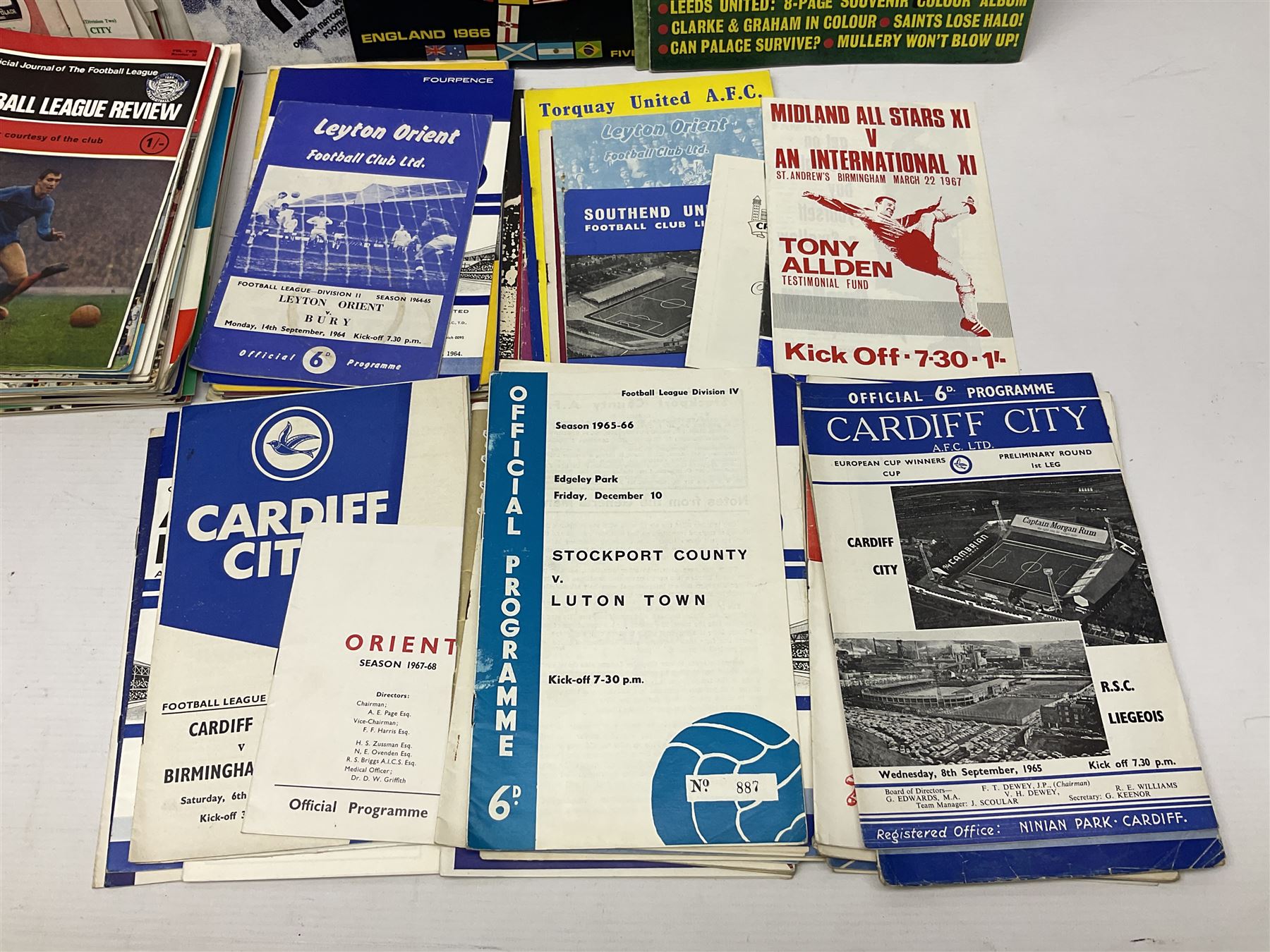 Collection of assorted football programmes, including International examples, together with copies of Football League Review and other memorabilia