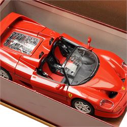 Collection of Burago cars including Ferrari 360 Modena, two Jaguar E Coupes, Ferrari 500 Maranello all boxed and Ferrari F50 (5) 