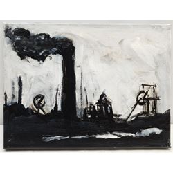Neil Ferguson (Northern British Contemporary): 'Industrial Landscape', oil and acrylic on canvas, signed and titled verso 23cm x 30cm
