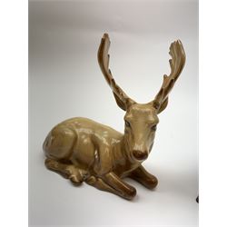 Two Beswick figures, Stag, no 954, and Doe, with impressed and printed marks, Stag H13.5cm.
