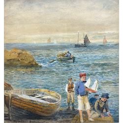 William Marshall Brown (British 1863-1936): Boys and their Boats, watercolour signed, inscribed 'To Alex and all the young mariners WMB' and dated '07 beneath mount verso 27cm x 25cm