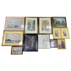 Collection of oil paintings and watercolours, artists to include, J Douglas, AH Angel, G A...