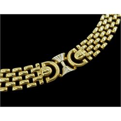 9ct gold fancy brick link chain necklace, Birmingham 2000