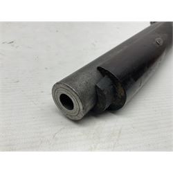 19th century George Gibbs of Bristol .461 cal. muzzle loading percussion match rifle with 28cm cut-down barrel and cut-down stock, Metford type rifling, fitted with additional three folding leaf rear sight to 400yds, back action sight still fitted to tang, maker's name to lock and top of barrel, serial no.439. L46.5cm overall