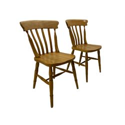 Pair of beech farmhouse kitchen chairs