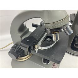 Four microscopes, comprising C Baker London Vickers, Back Diamax no 40956, Opax ABF no 232733 and one other 