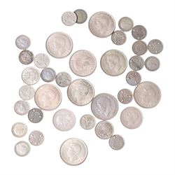 Approximately 150 grams of Great British pre-1947 silver coins