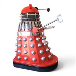 Doctor Who - full scale sit-in driveable replica Dalek, self-powered  with wooden and aluminium chassis, voice changer mic and sound system, a replica of the Saucer Commander from the 1966 film Daleks' Invasion Earth 2150 A.D.