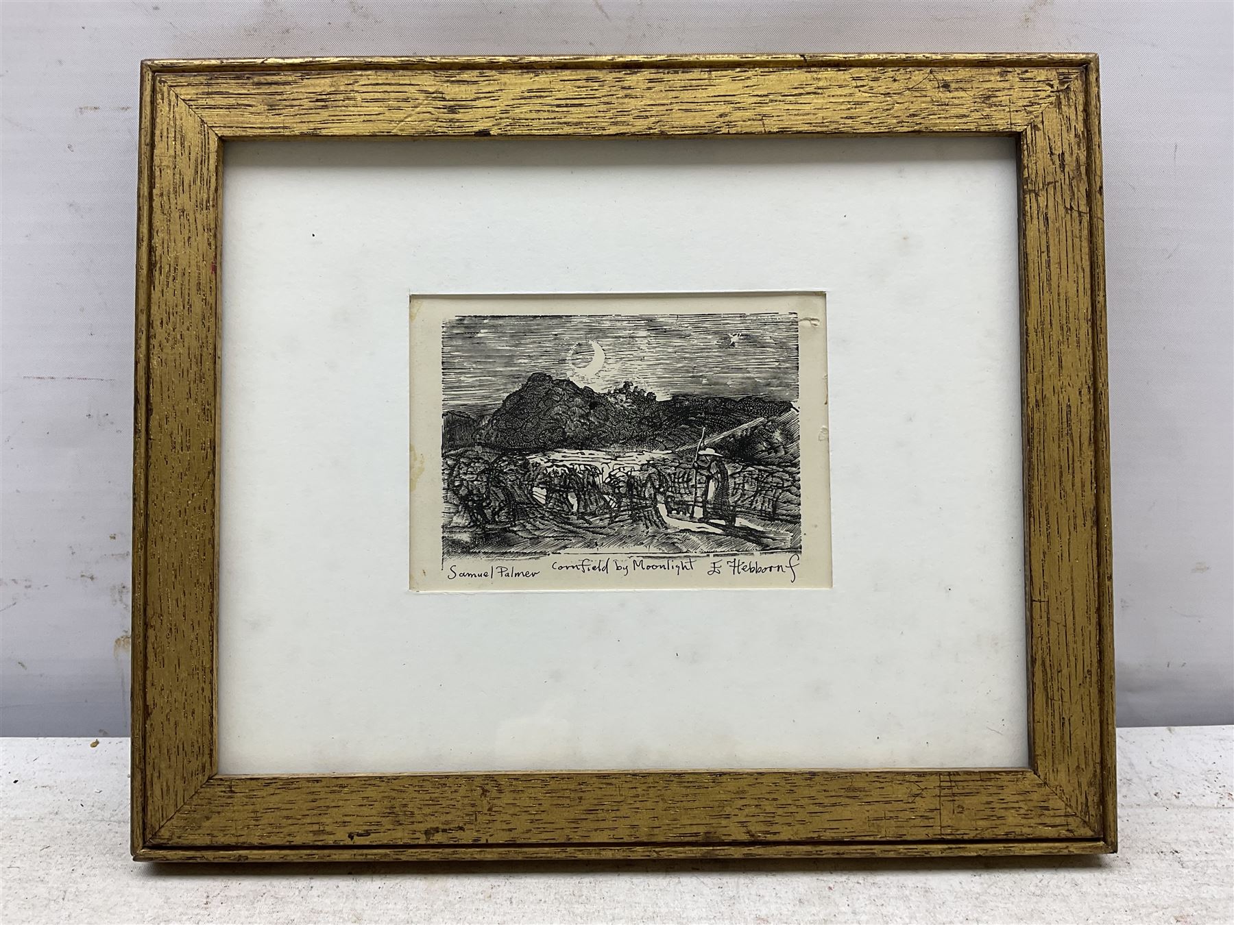 Eric Hebborn (British 1934-1996) after Samuel Palmer (British 1805-1881): 'Cornfield by Moonlight', pen and ink signed and titled 7cm x 10cm 
Provenance: gifted to the vendor's brother, the artist Trevor Frankland (1931-2011), by the artist when the pair were studying at the Royal Academy.
