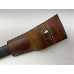 Swiss Schmidt-Rubin M1914 pioneer bayonet, with 48cm steel saw-back blade, the ricasso stamped, ''Waffenfabrik, Neuhausen'', the crosspiece stamped Swiss cross, steel scabbard, leather frog L64cm overall