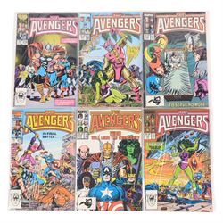 Forty-eight Marvel Bronze/Modern Age 'The Avengers' comic books, spanning years 1985-1990, comprising a continuous run of issues #261-#305 and issues #308, #309, #312 and #326