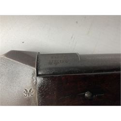 Braendlin Armoury Martini action .577/450 falling back rifle, the 85cm rifled barrel stamped Alex. Henry Edinburgh & London with two barrel bands including Yatagan bayonet side fitting and clearing rod under, with leather sling, serial no.13332, L126cm (NB. Firing pin broken). 