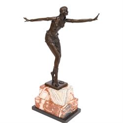 After Demétre Haralamb Chiparus (Romanian 1886-1947): Art Deco style bronze figure modelle...